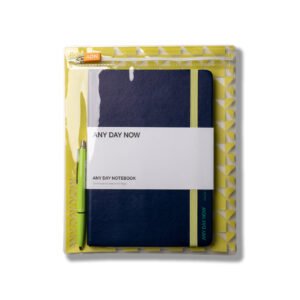 Notebook, Pen and Pouch Gift Set Navy & Lime